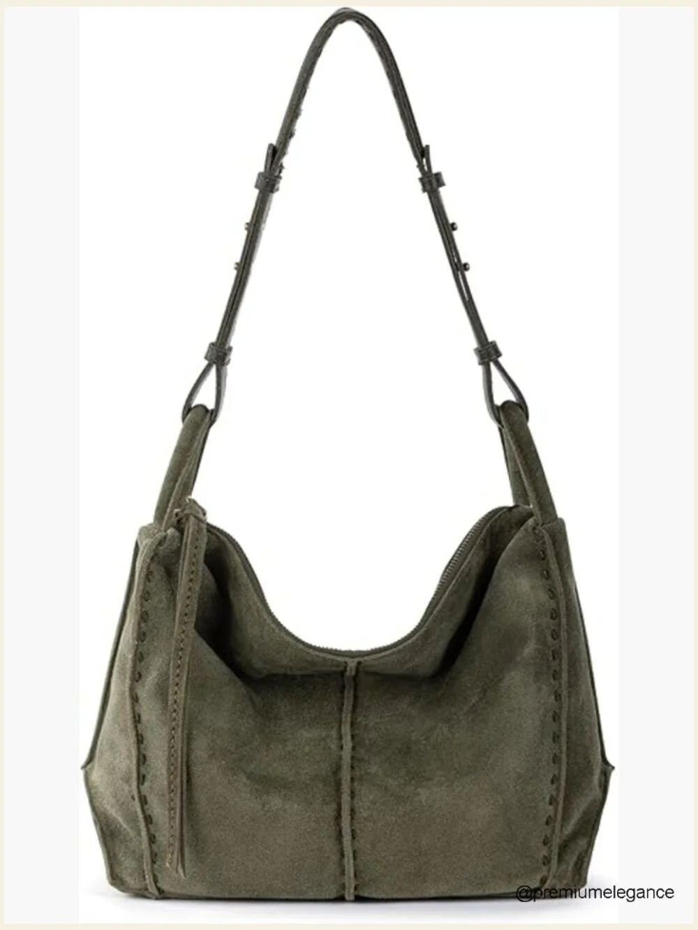 Large Leather Hobo Purse with Zipper Pocket, Spacious Travel Handbag